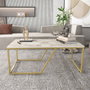 Hanah Home Wendy Mesa de Centro Blanco y Oro